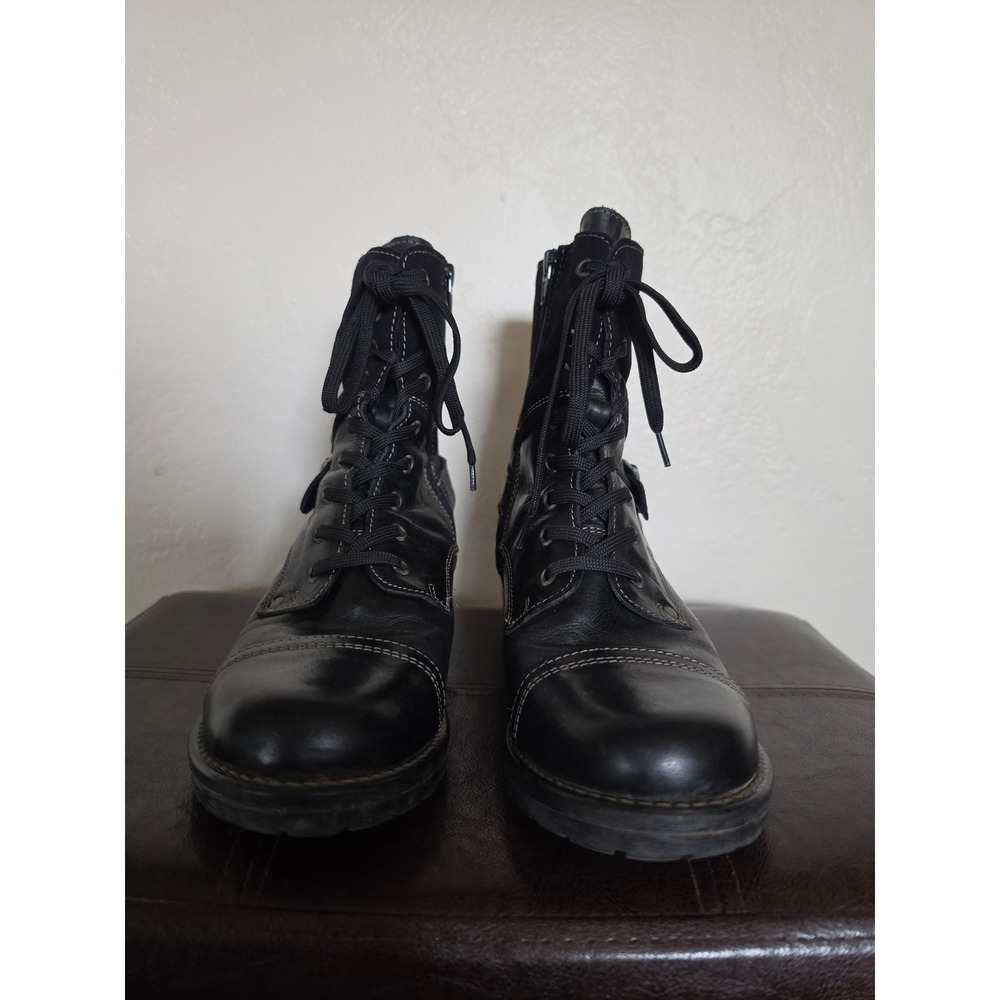TAOS Crave Leather Vintage Style Boho Grunge Combat Black Boots sz EU 39 US 8.5 - Picture 2 of 10